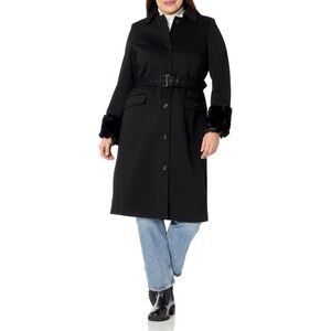 City Chic Penelope Black Belted Single Breasted Coat Plus Size 18 NWT